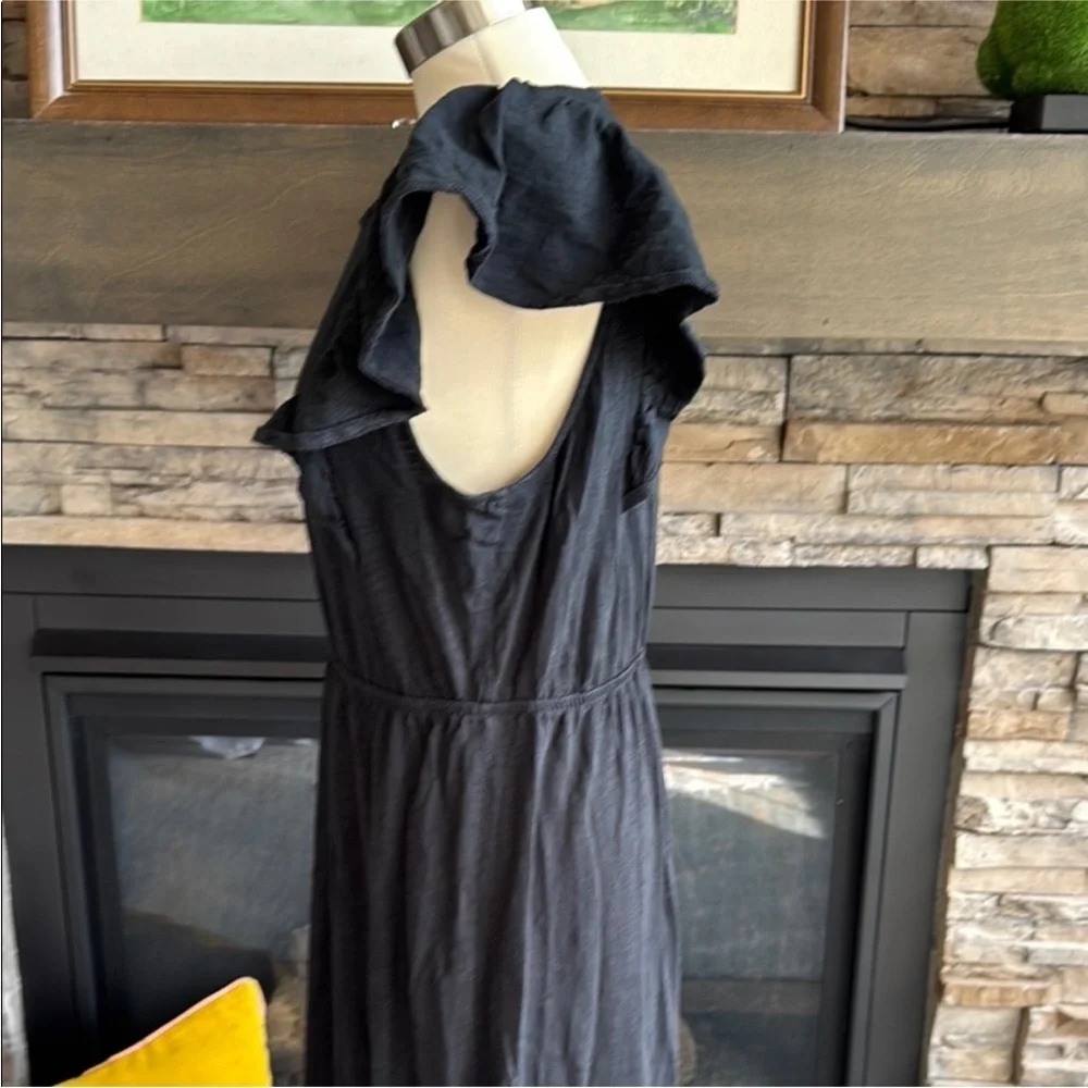 J. Crew Black Ruffle Sleeve Maxi Dress
